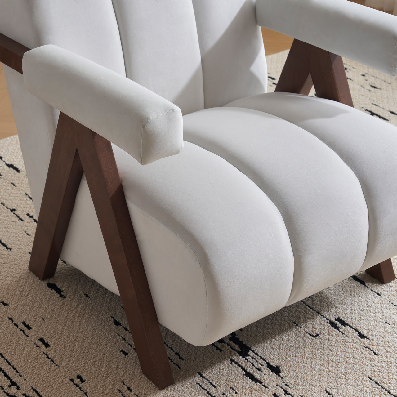 CALYPSO Modern Chair - Ivory Velvet