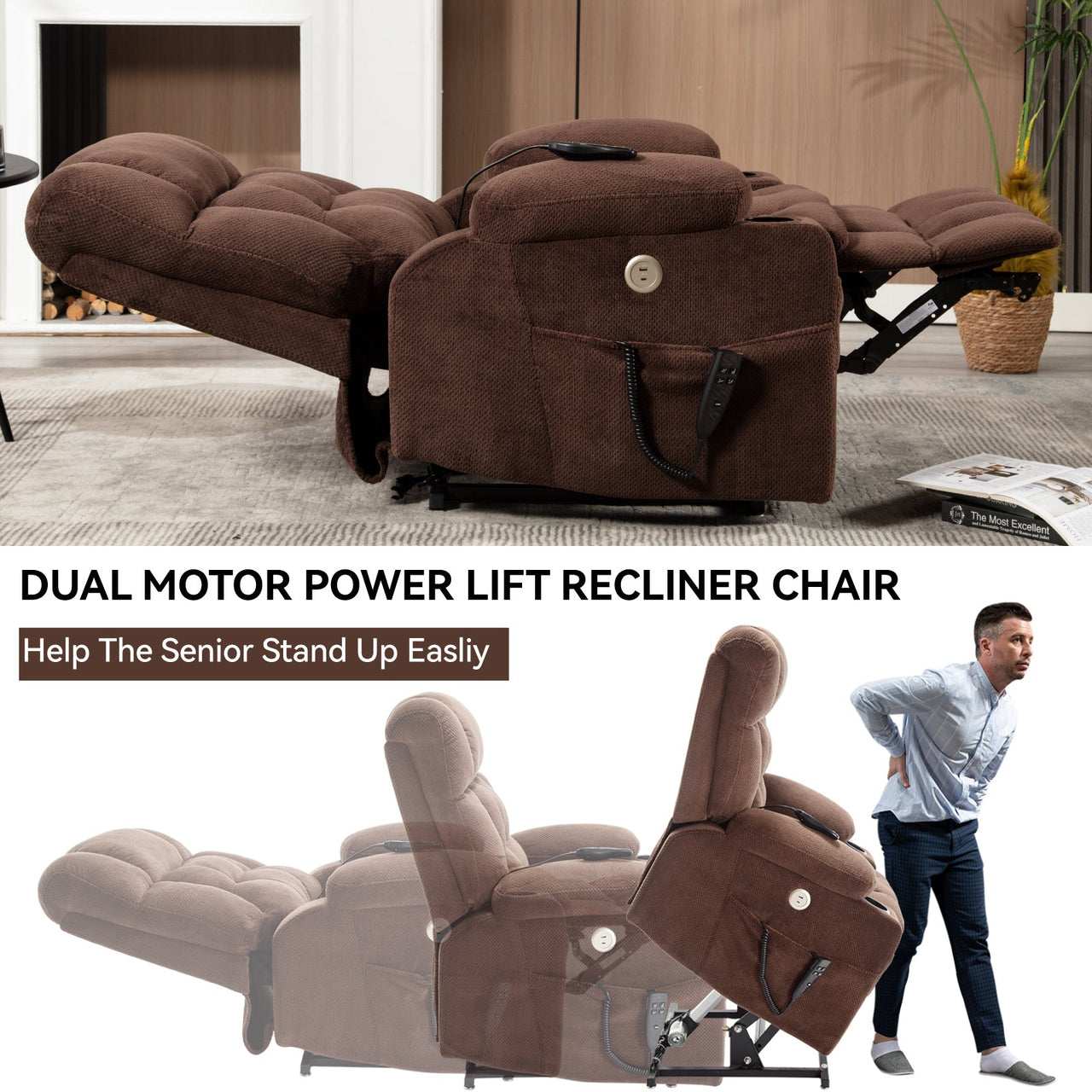 COZYLift 37" Recliner with Heat Massage - 8013