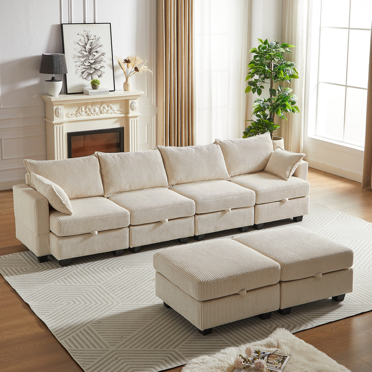 HARLOW 114" Corduroy Sofa w/ Storage