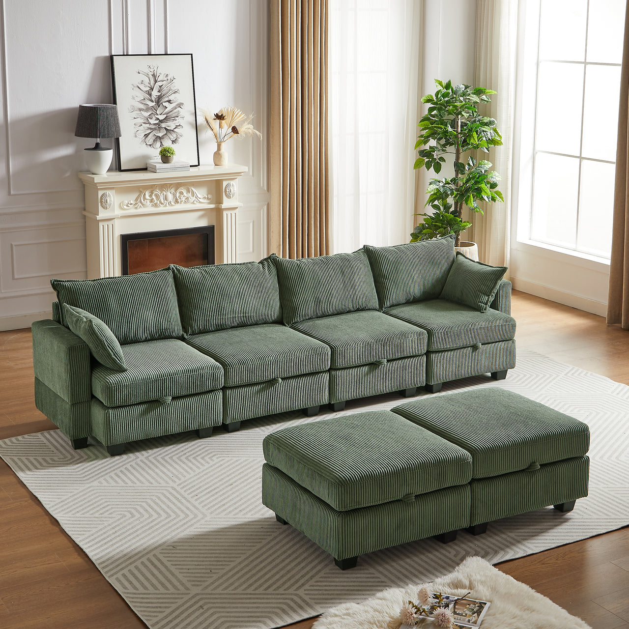 HARLOW 114" Corduroy Sofa w/ Storage