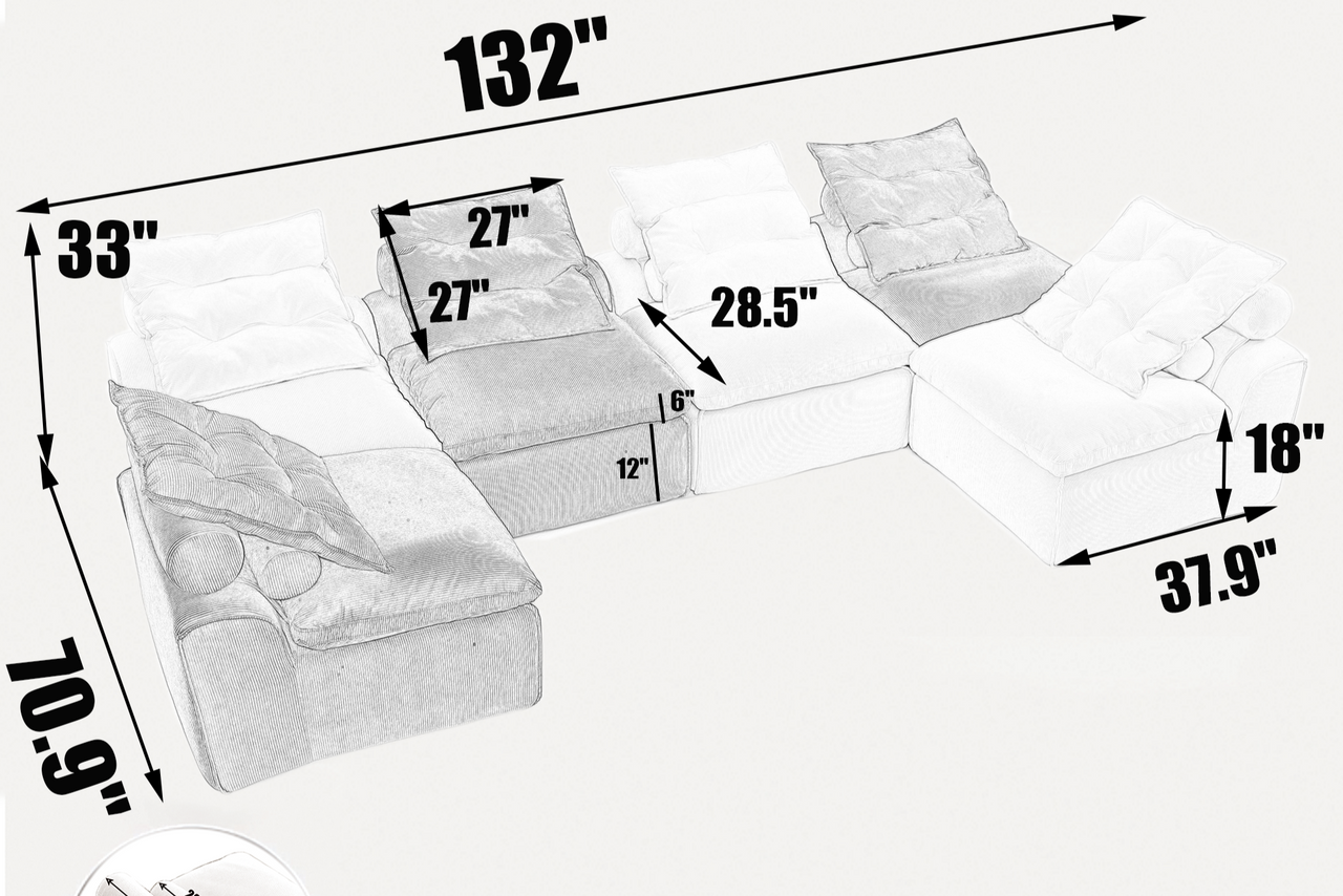 ISOLDE 132" Sofa 6 Seater