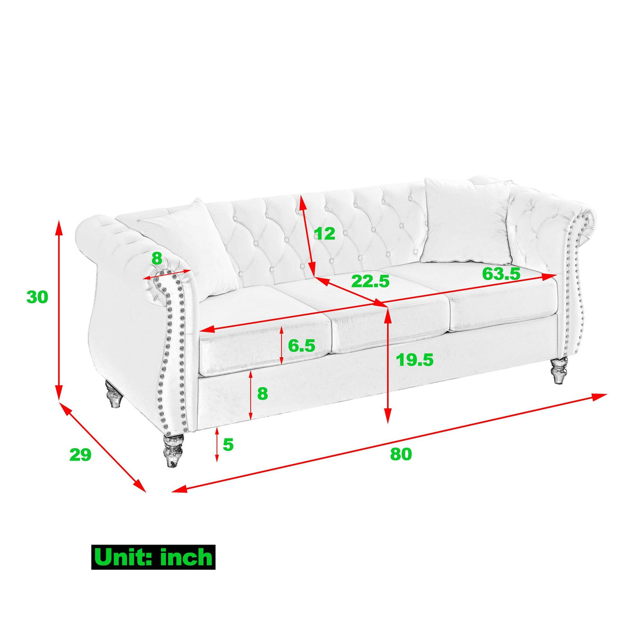 SYLVIE 80" Sofa Set