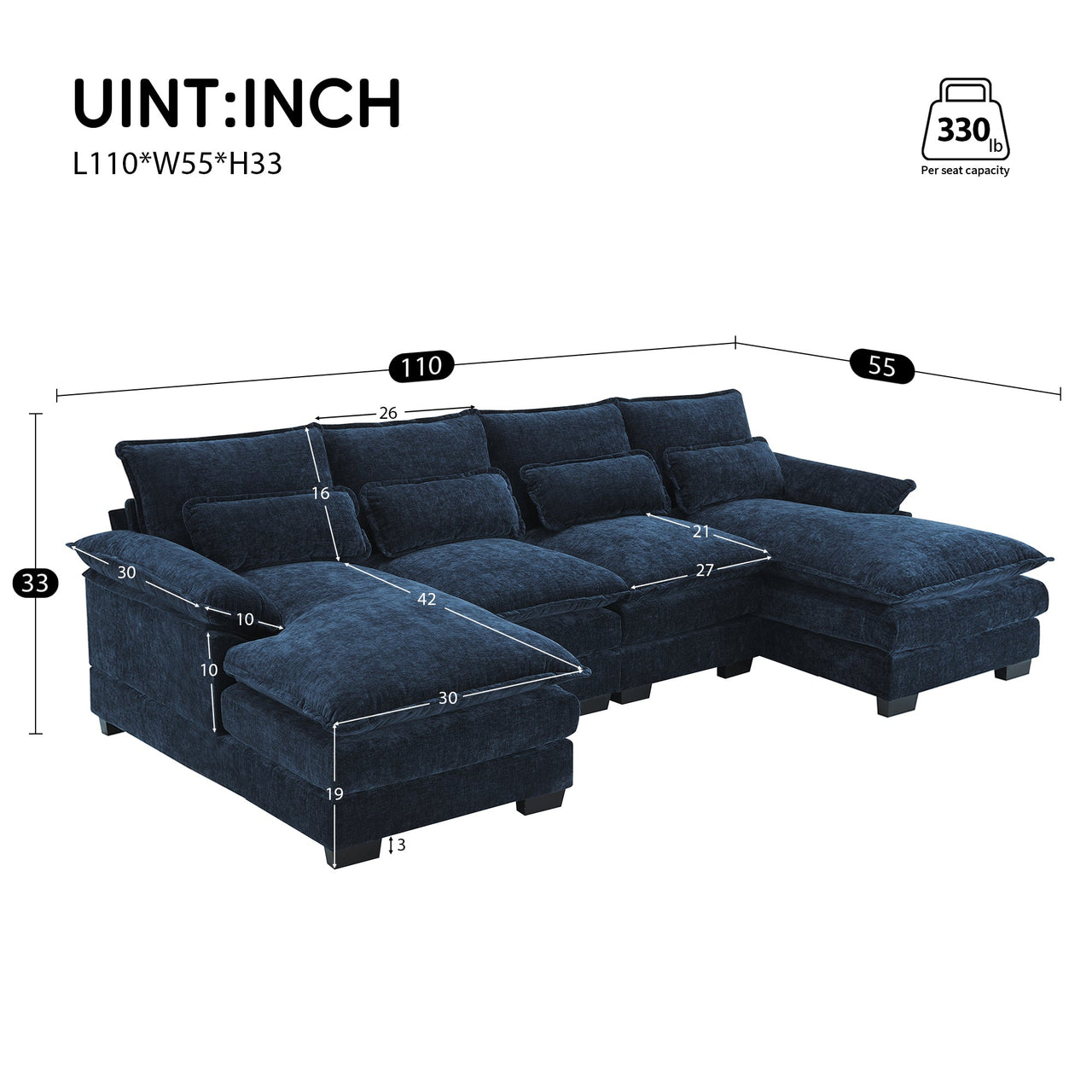 MYRIXA 110" Sectional Sofa