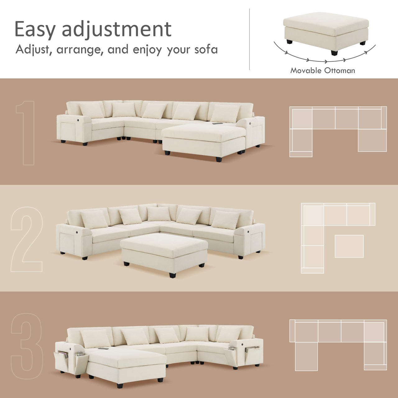 ZAVORA 128" Sectional Sofa