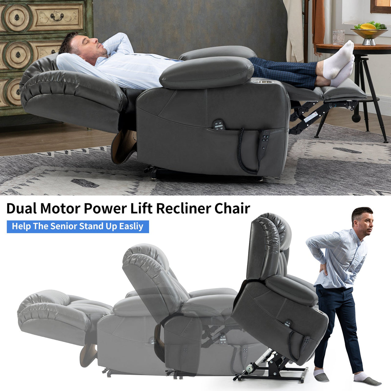 COZYLift 39" Recliner with Heat Massage - 7717