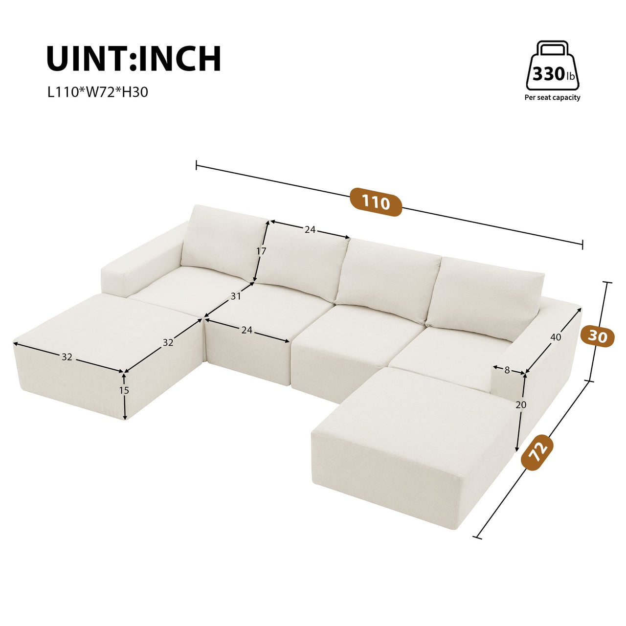 MAVYON 110" Sectional Sofa