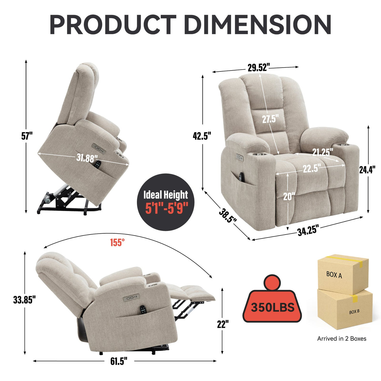 COZYLift 34" Recliner with Heat Massage - 1971