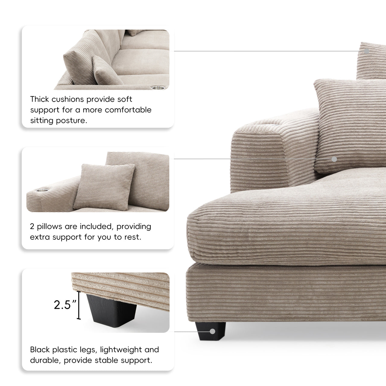 LYORAN 134" Sectional Sofa