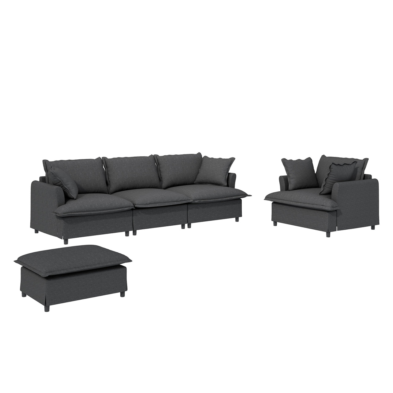 XEVION 94" Sectional Sofa 4-Seats & 1-Ottoman