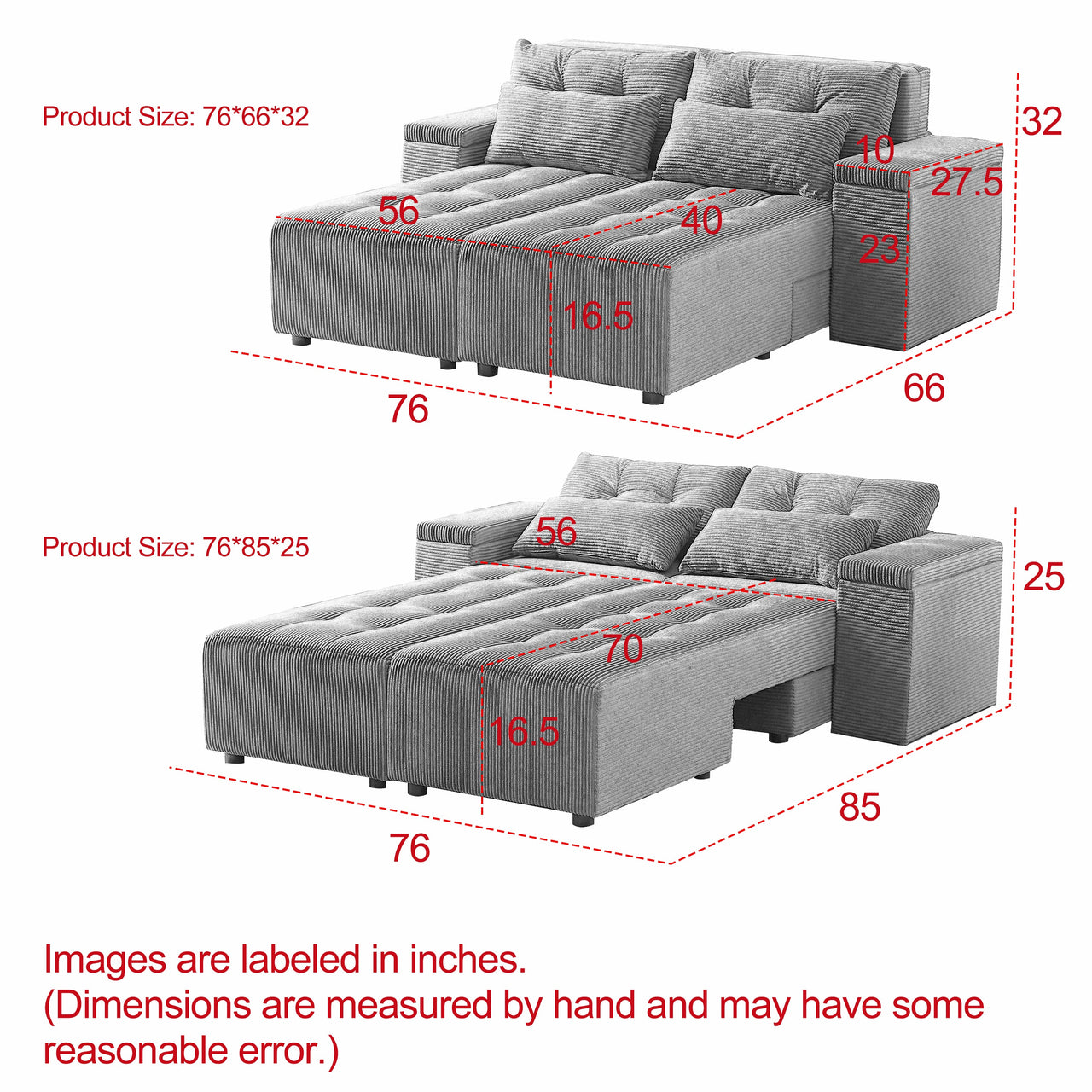 ZINNIA Convertible 3 in 1 Sleeper Sofa