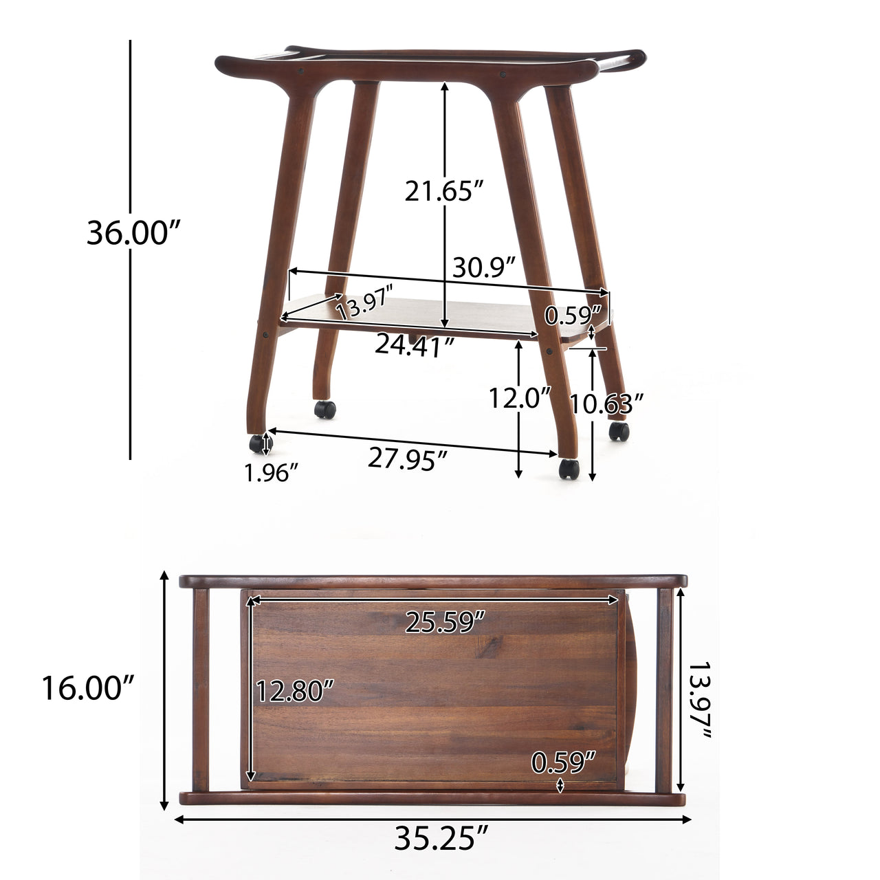 ZYNTRIX 35" Bar Cart