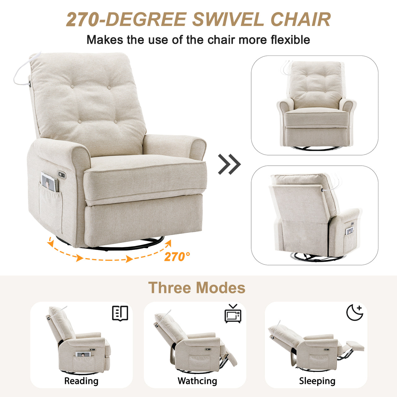 BRYNIX 30" Swivel Recliner Chair