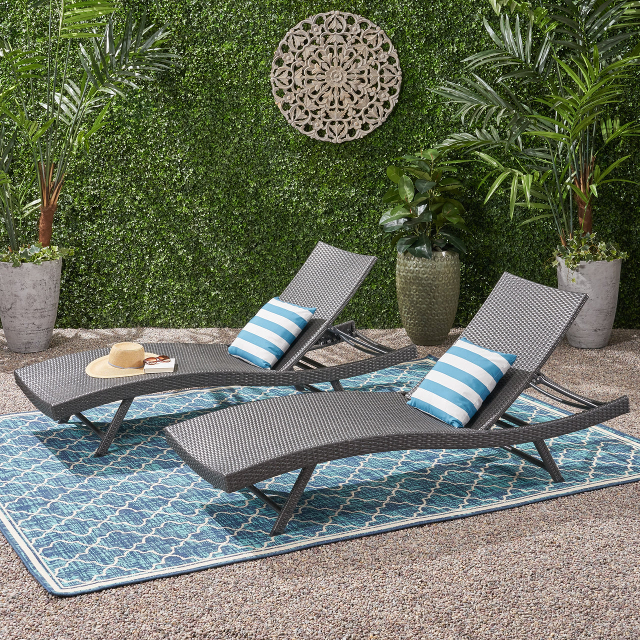 VYLENTX 79" Wicker Chaise Set of 2 Pcs