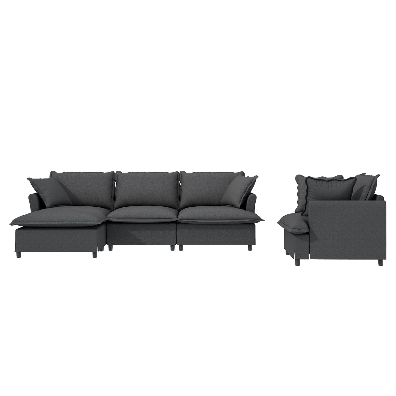 XEVION 94" Sectional Sofa 4-Seats & 1-Ottoman