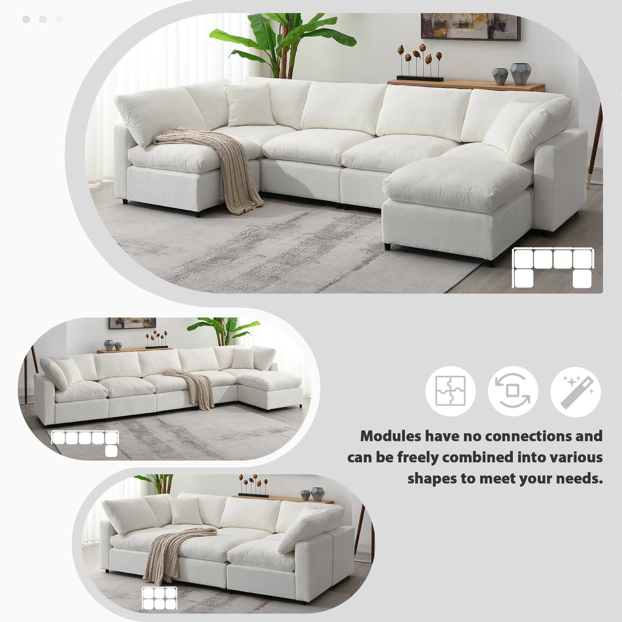 DEVROX 130" Sectional Sofa