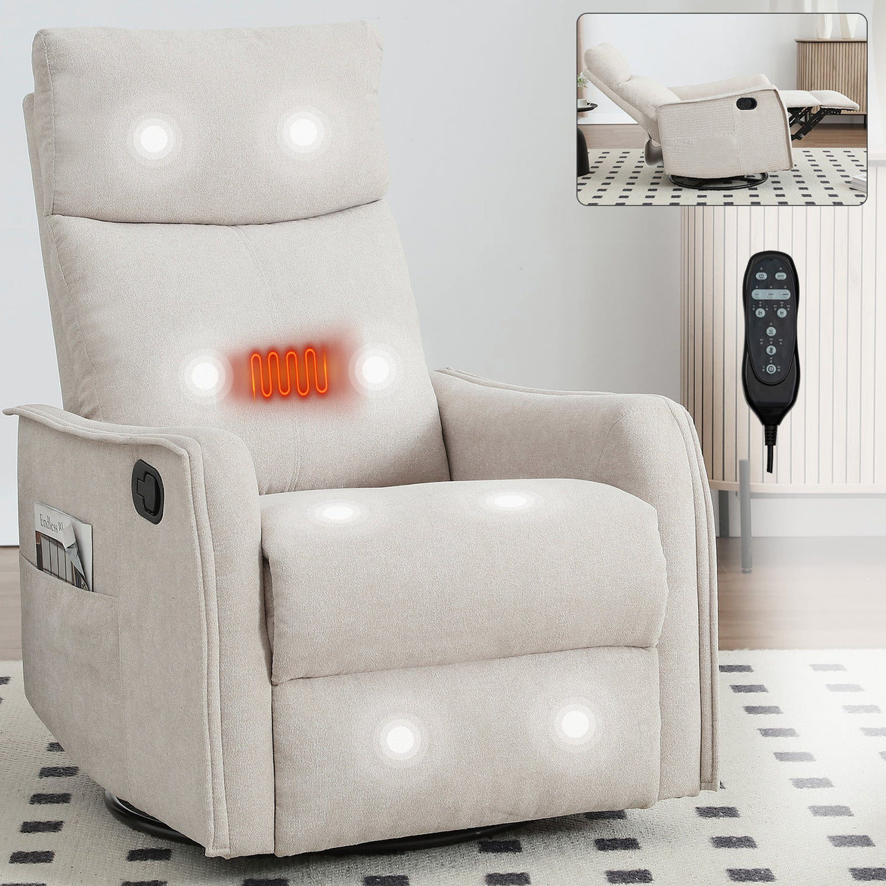 DRENVORIX 27" Recliner with Heat Massage