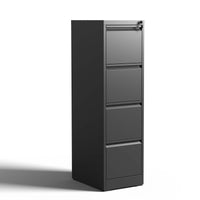 Thumbnail for SteelCraft Pro 4 Drawer Metal Vertical File Cabinet with Lock for A4 Legal/Letter Size, Black Metal