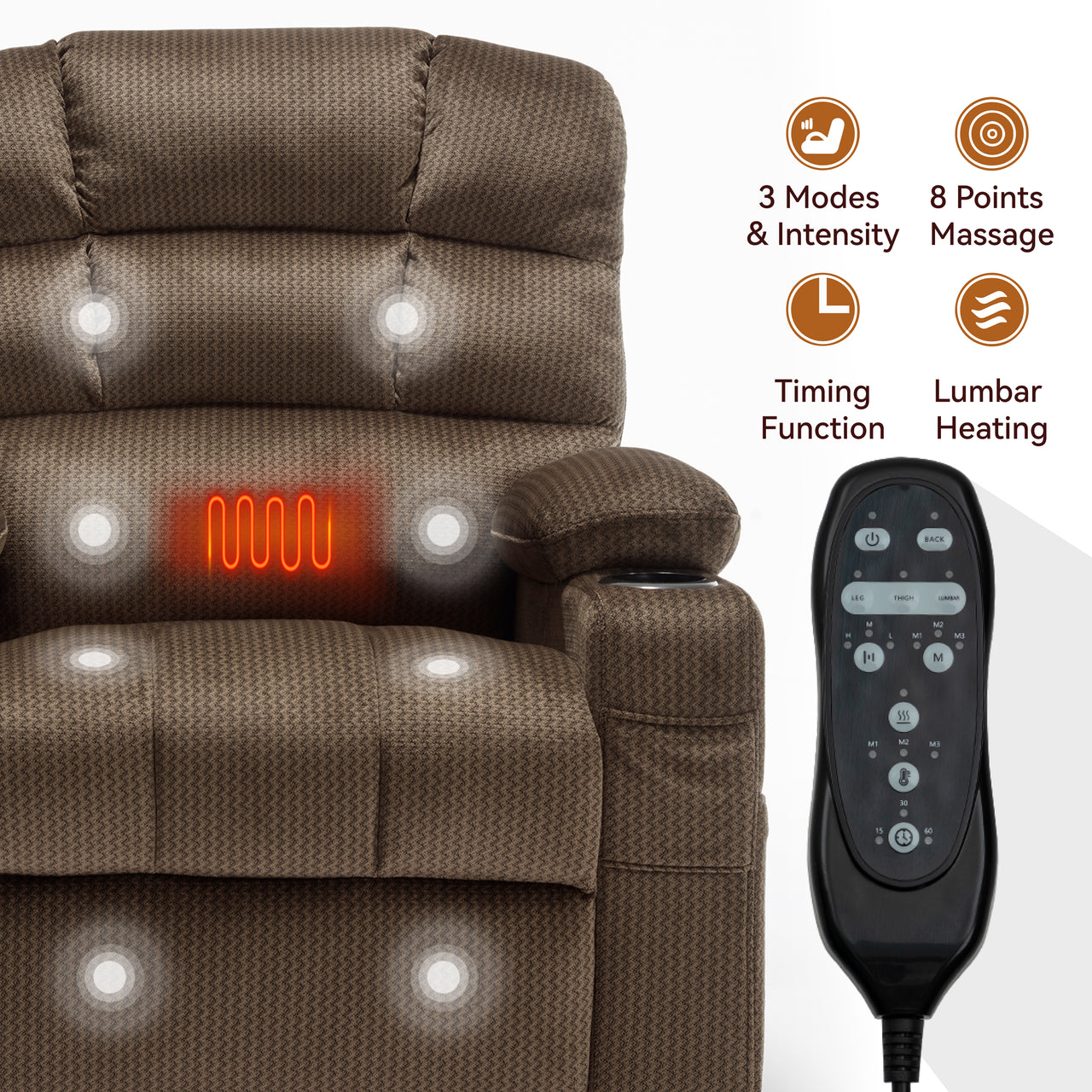 COZYLift 37" Recliner with Heat Massage - 6602 L