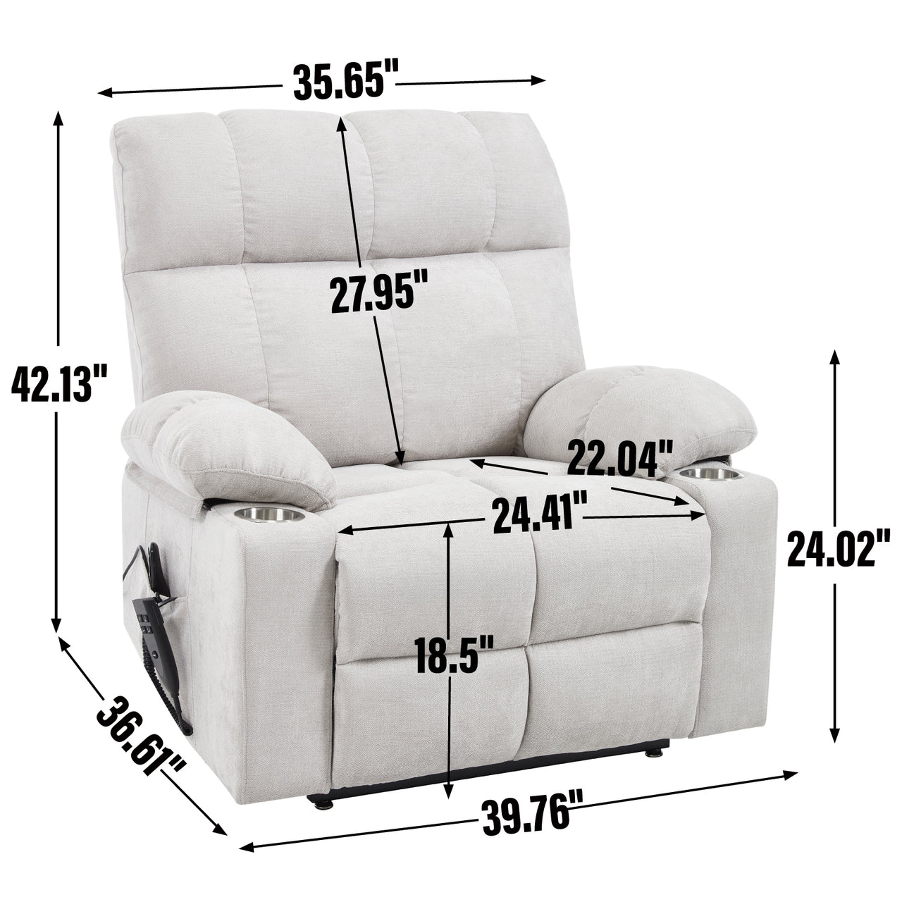 COZYLift 40" Recliner with Heat Massage - 8006