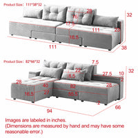 Thumbnail for ZINNIA Convertible 3 in 1 Sleeper Sofa