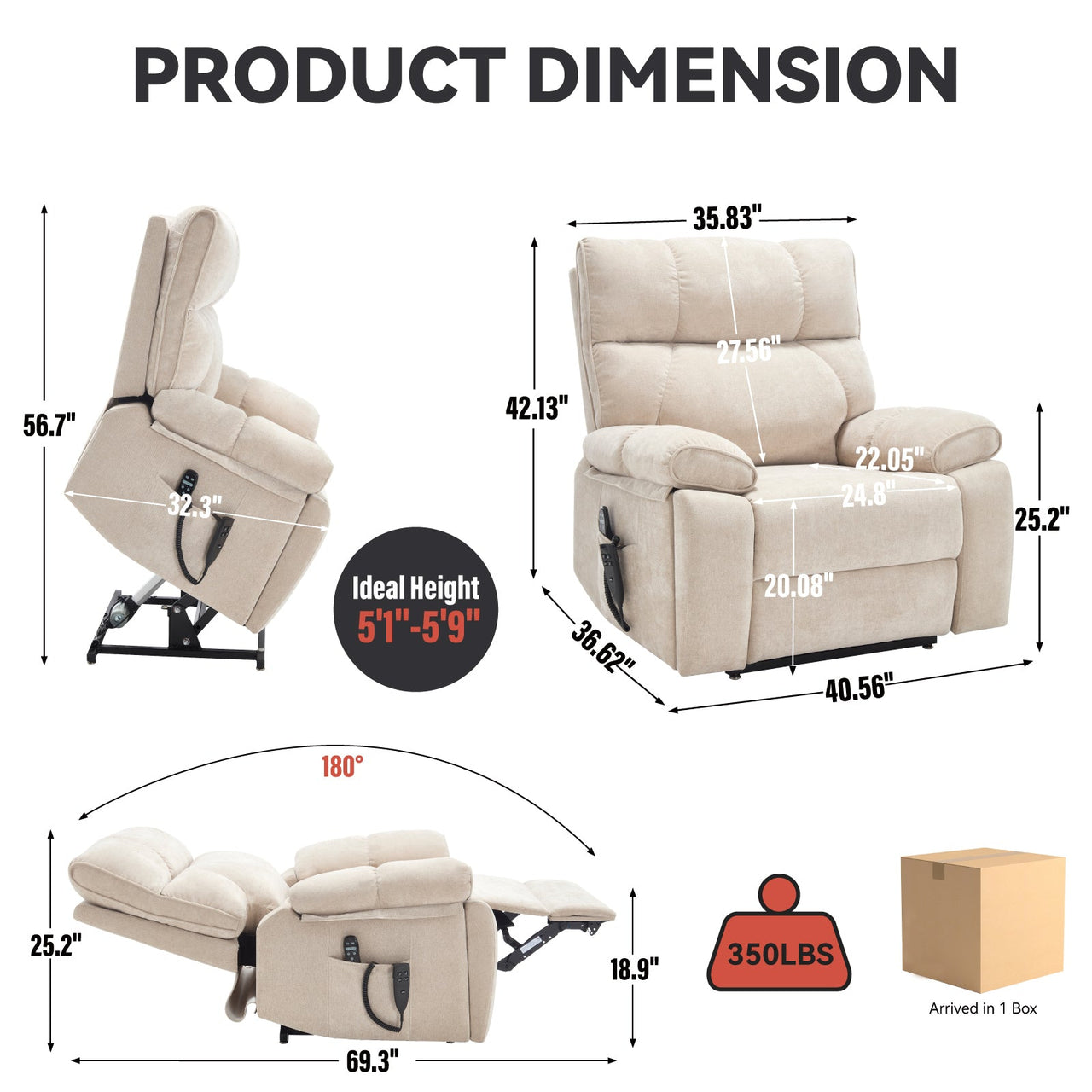 COZYLift 41" Recliner with Heat Massage - 0243