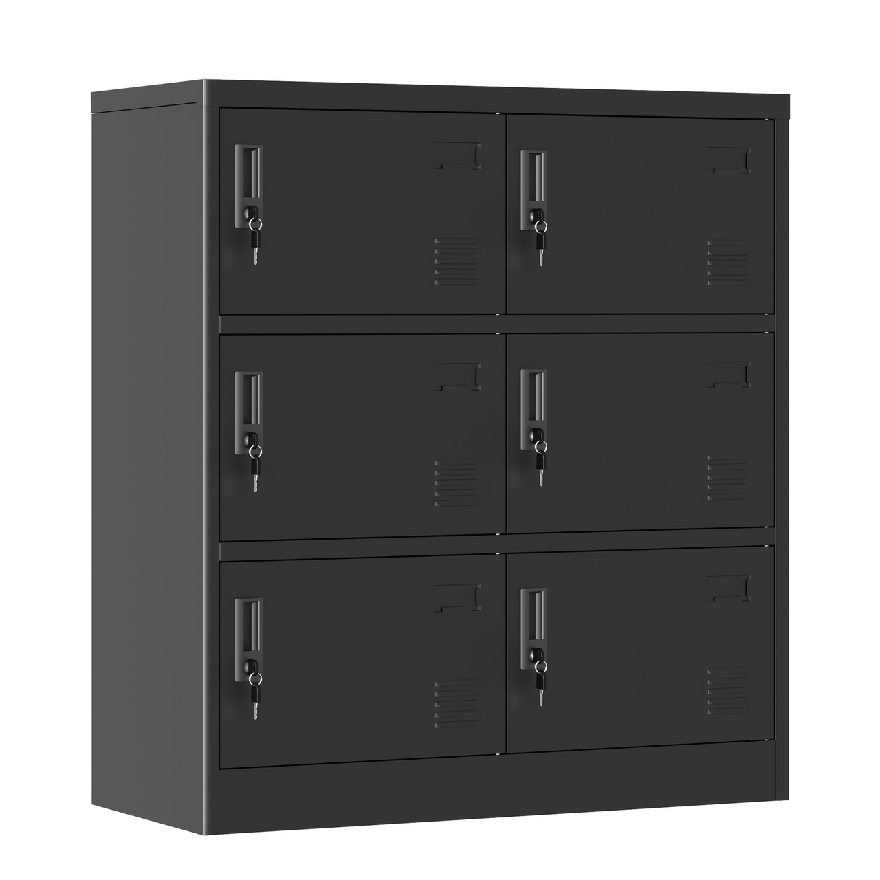 6-Door Employee Storage Locker, Metal Lockers for Office, Gym, School, and Home with Card Slot, Black