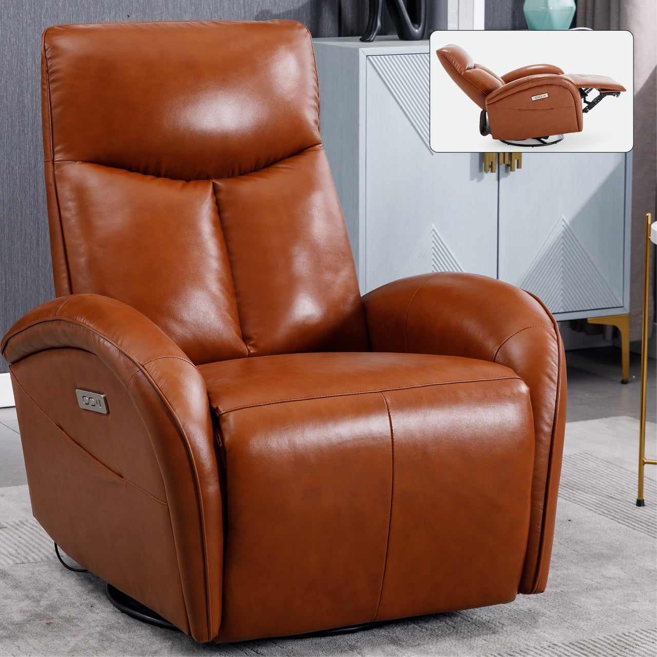 JORVEXIS 37" Swivel Rocking Recliner Chair