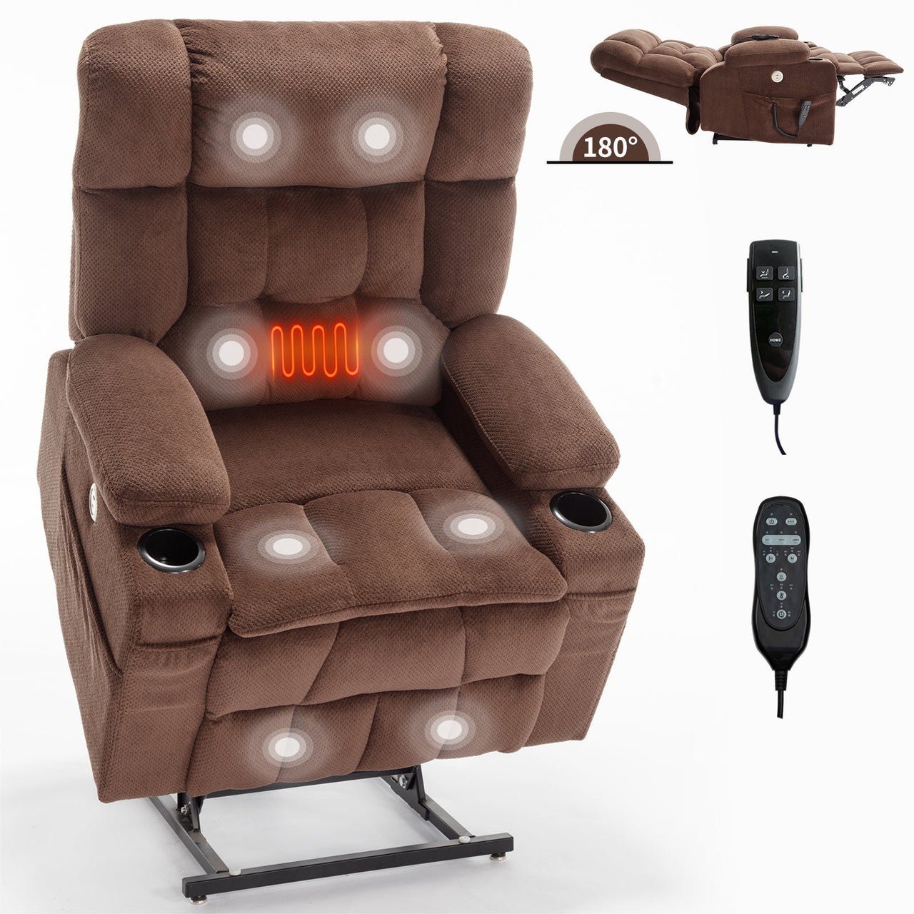 COZYLift 37" Recliner with Heat Massage - 8013