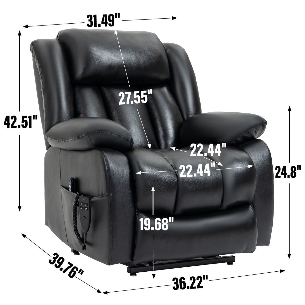 COZYLift 36" Recliner with Heat Massage - 5516