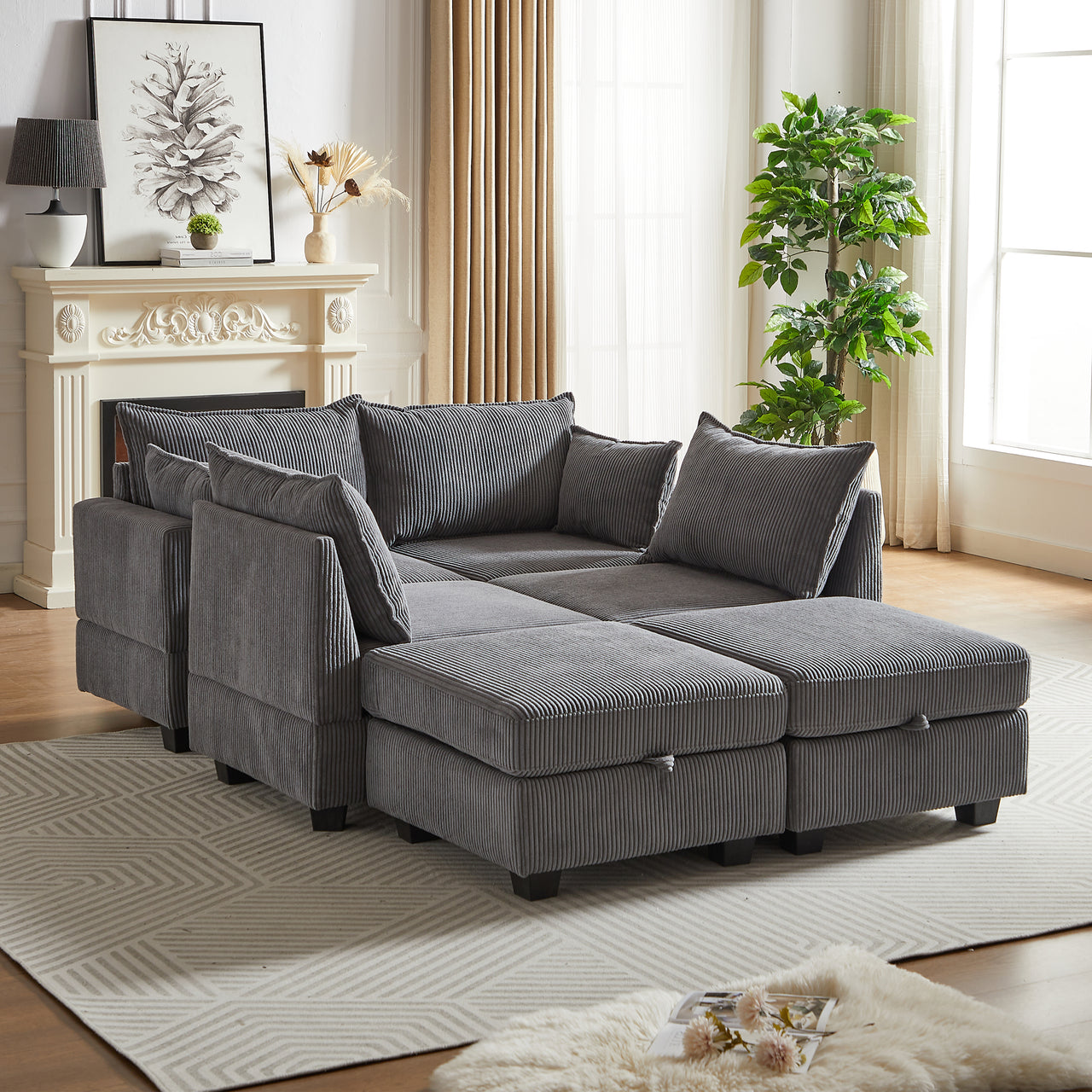 HARLOW 114" Corduroy Sofa w/ Storage