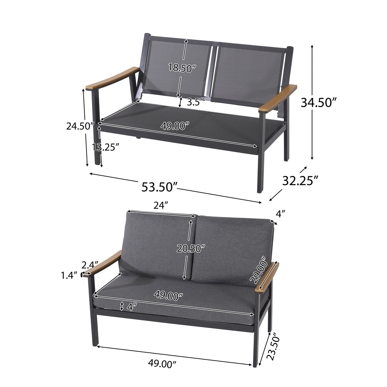 MYLORVA 53" Outdoor Chair Set