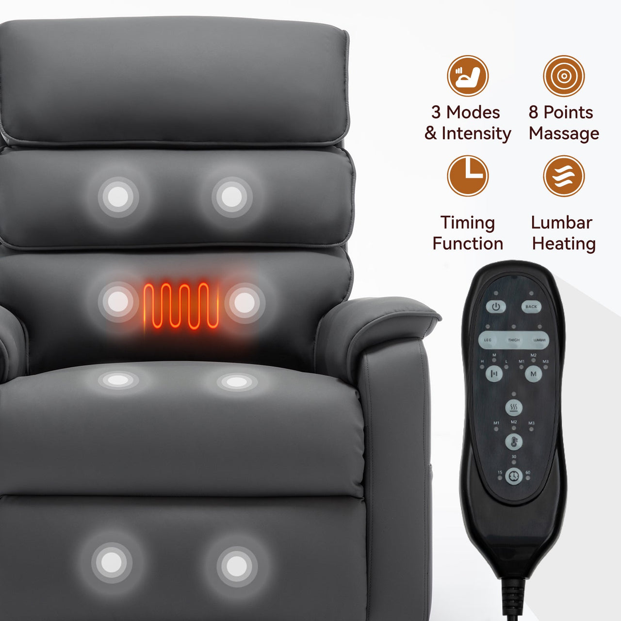 COZYLift 35" Recliner with Heat Massage - 7880