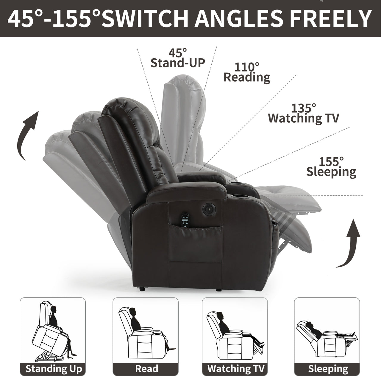 COZYLift 40" Recliner with Heat Massage - 0988