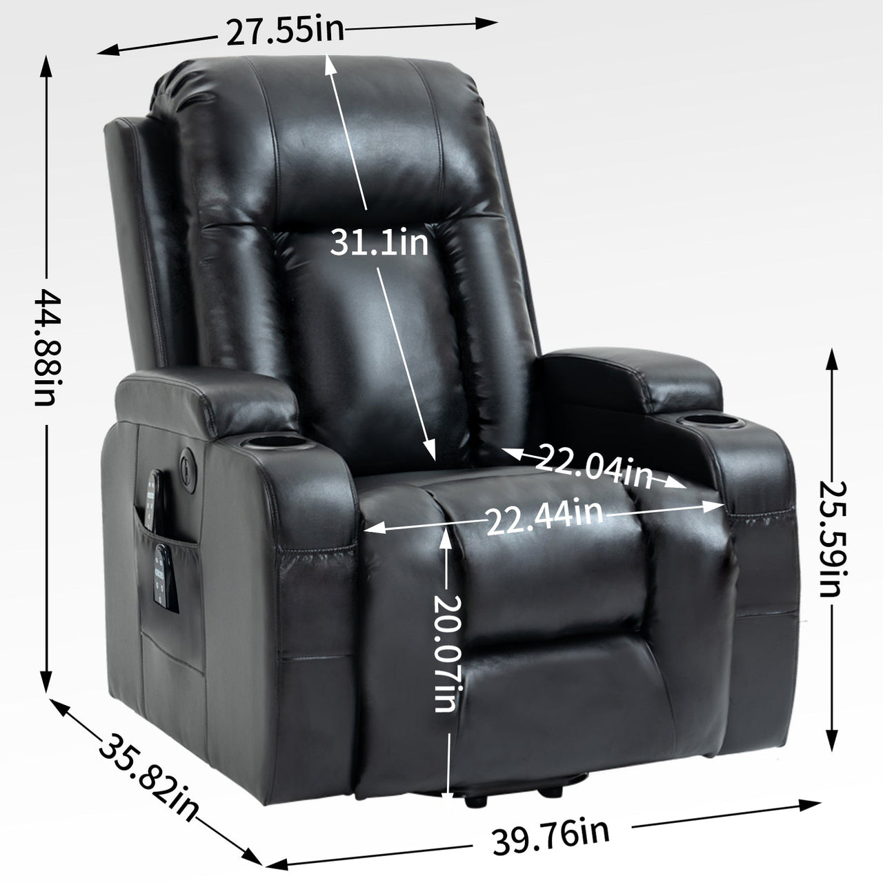 COZYLift 40" Recliner with Heat Massage - 0988