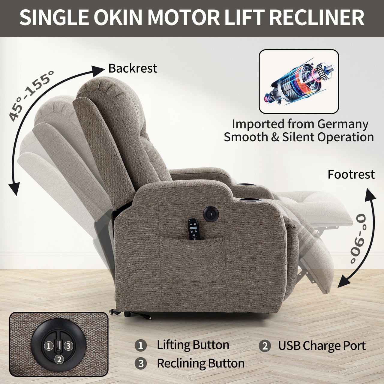 COZYLift 40" Recliner with Heat Massage - 0988