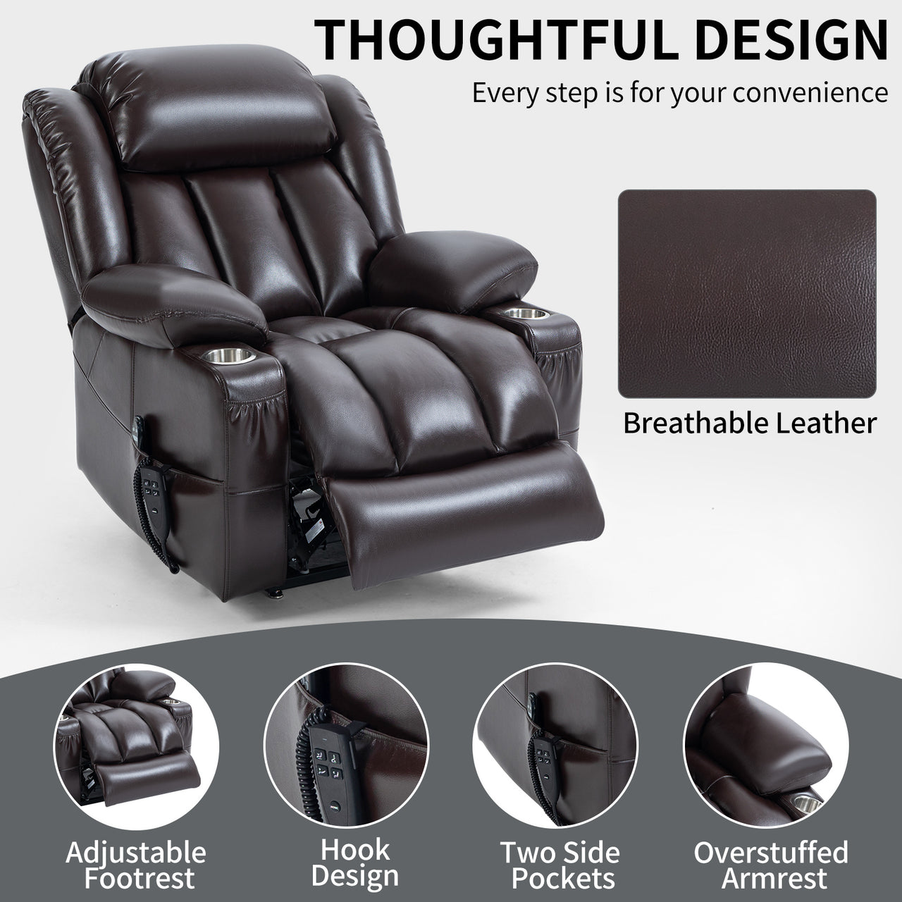 COZYLift 39" Recliner with Heat Massage - 7717