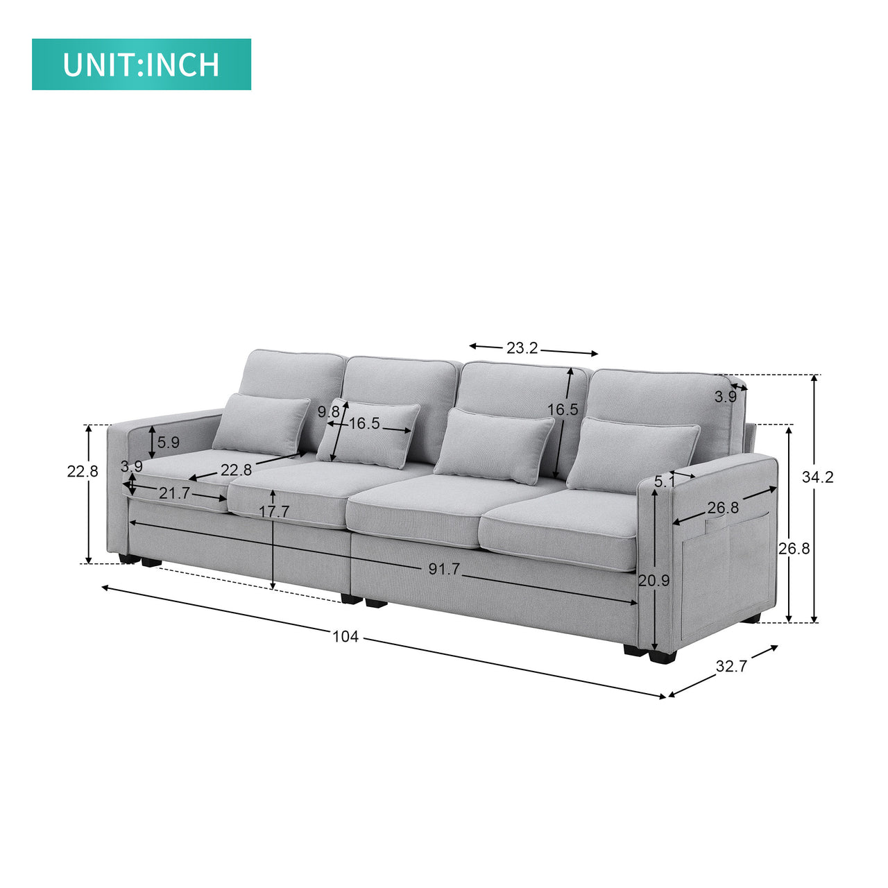 PRYLON 104" Sectional Sofa