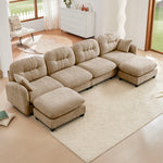 Nuvia Sofa Ama Modular Sectional U Shaped Couch With Ottoman,Soft Chenille Fabric Tufted Cushion Backrest Design,High-Density Foam Ergonomic design,Elegant Armrests,Easy Install Fits Bedrooms Living Rooms ,Camel