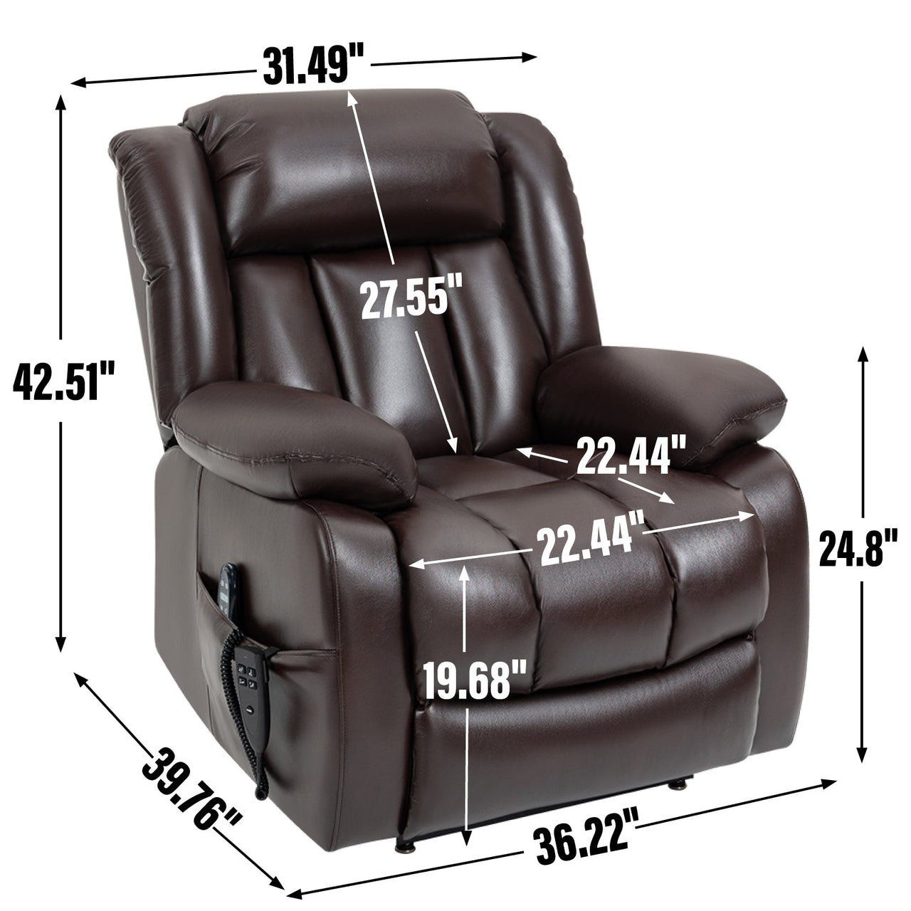 COZYLift 36" Recliner with Heat Massage - 5516