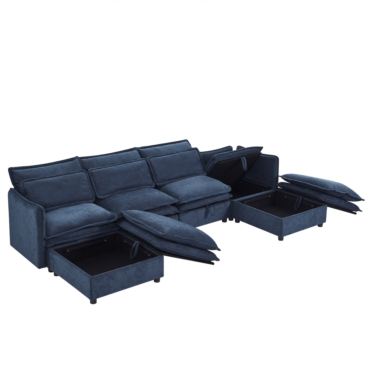 U_Style Double-Layer Cushion Modern Large U-Shaped Modular Sofa, Freely Combinable 6-Seater with Storage Function, Convertible to Sofa Bed, Perfect for Living Rooms, Offices, and Apartments