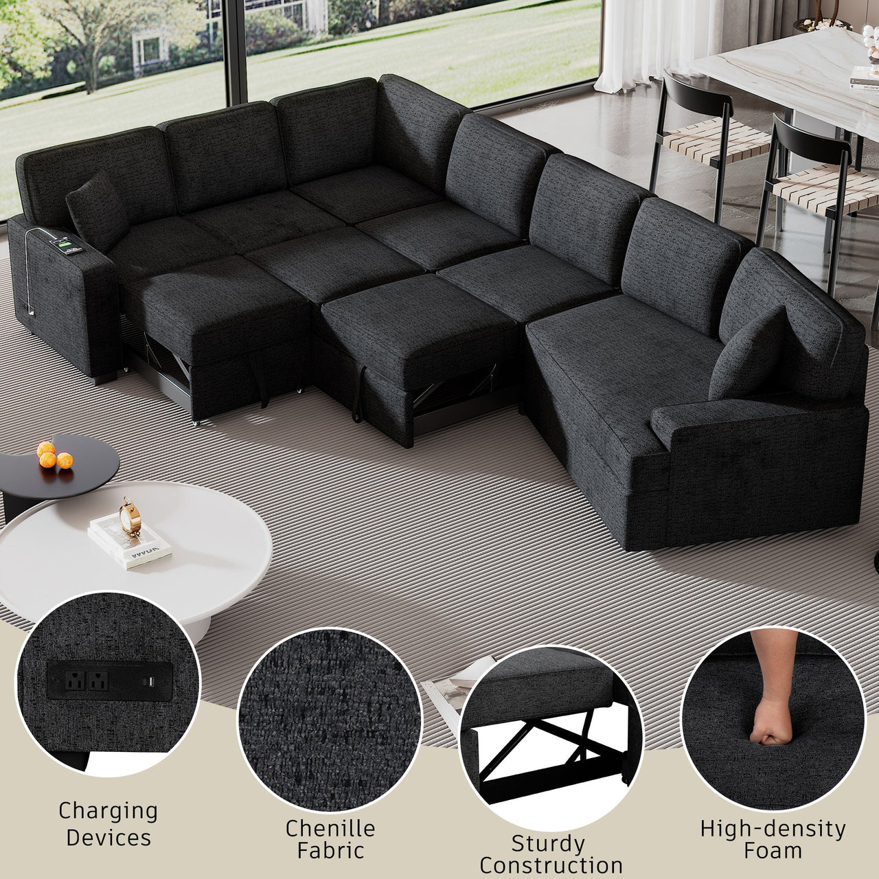 JAVREX 126" Sectional Sofa