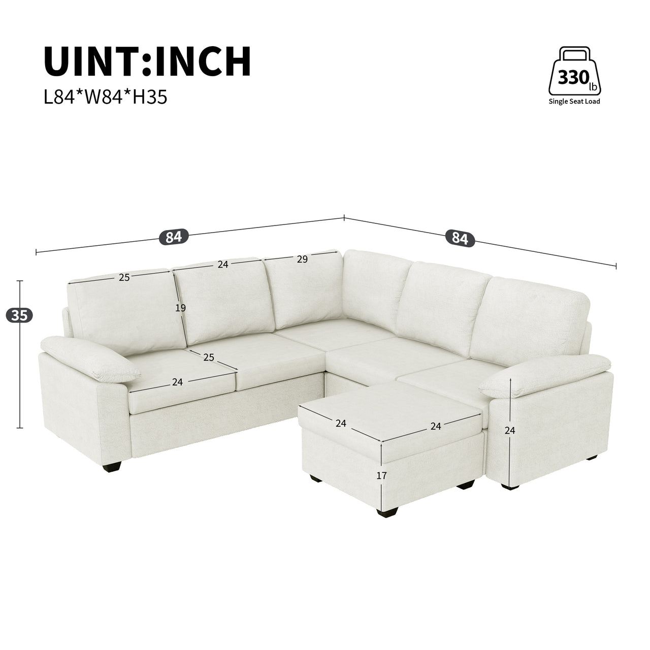 FYLORA 84" Sectional Sofa