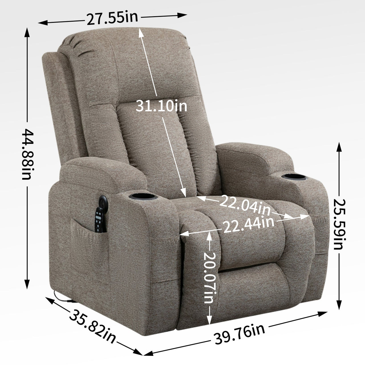 COZYLift 40" Recliner with Heat Massage - 0988