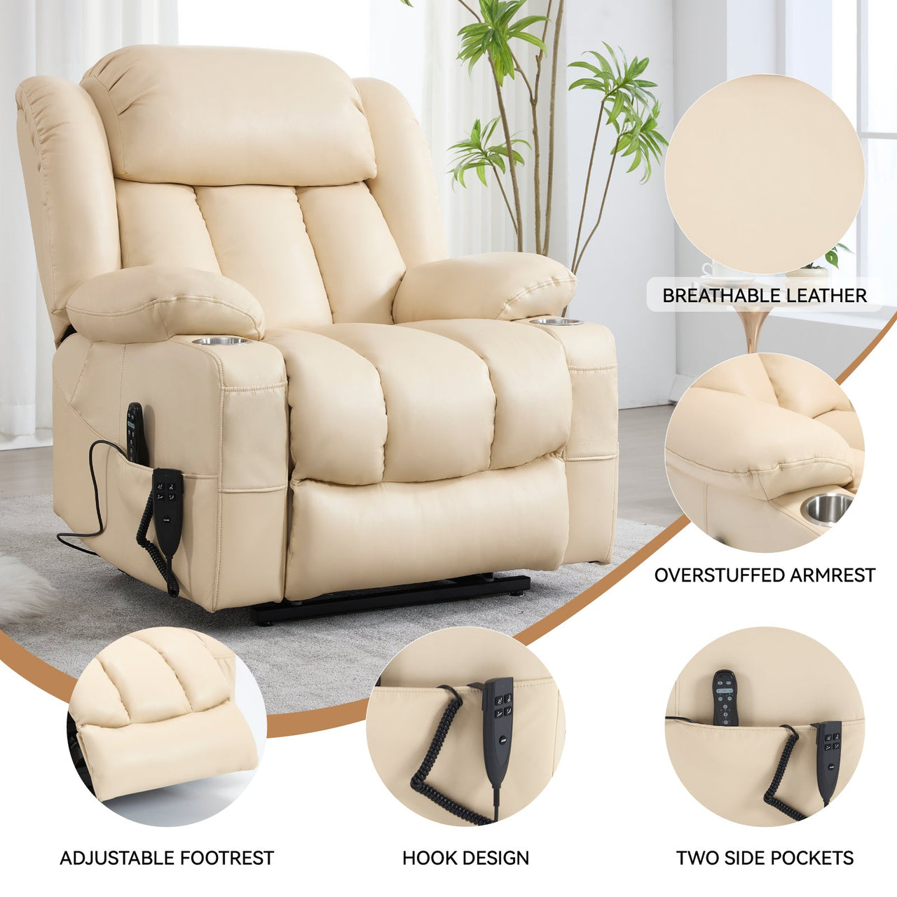 COZYLift 39" Recliner with Heat Massage - 7717