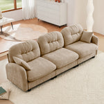 Nuvia Sofa Ama Three-Seate Modular Sectional Couch,Soft Chenille Fabric High-Density Foam,Tufted Cushion Backrest Design Ergonomic Design,Elegant Armrests,High Quality Wooden Base,Fits Bedrooms Living Rooms,Camel
