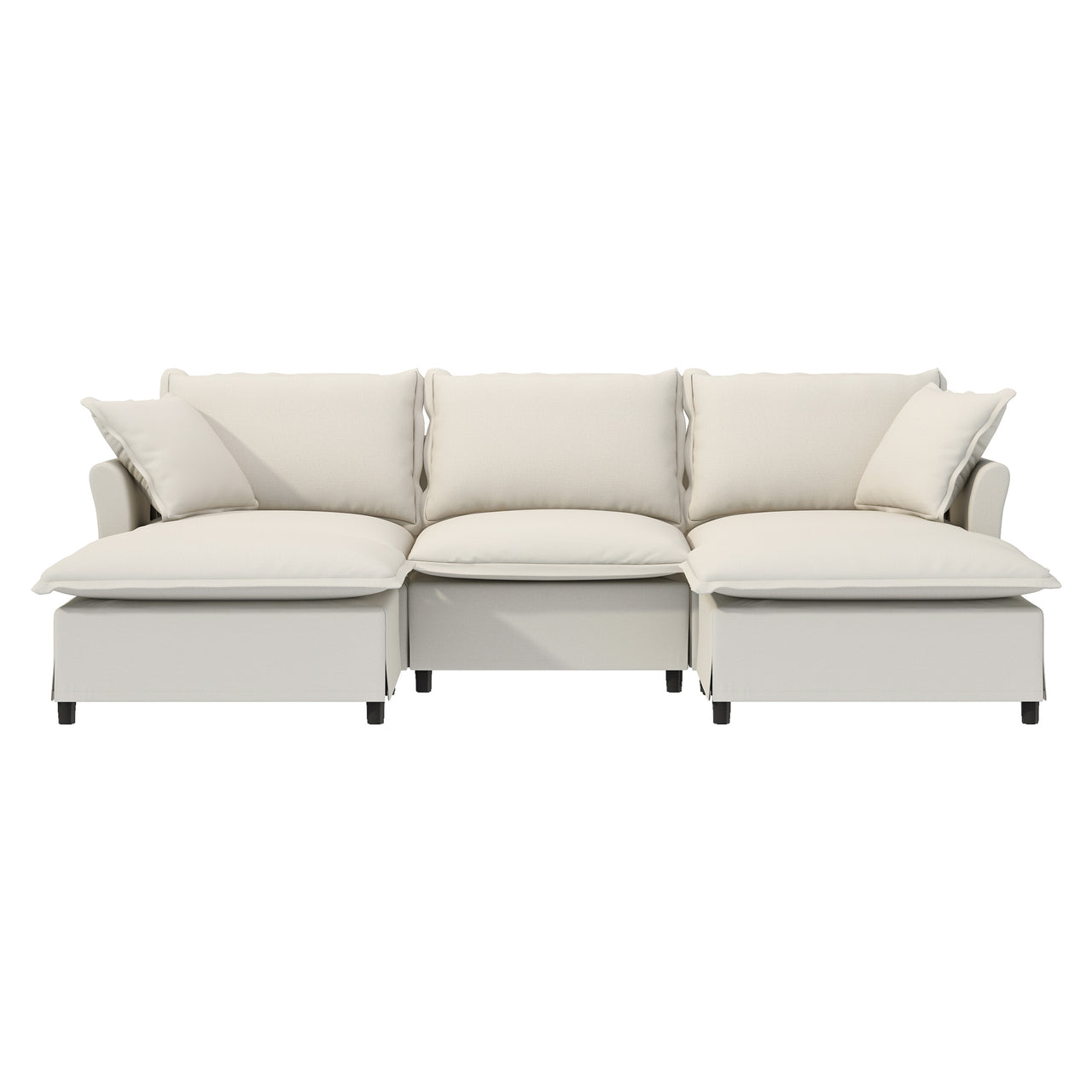 XEVION 94" Sectional Sofa 3-Seats & 2-Ottoman