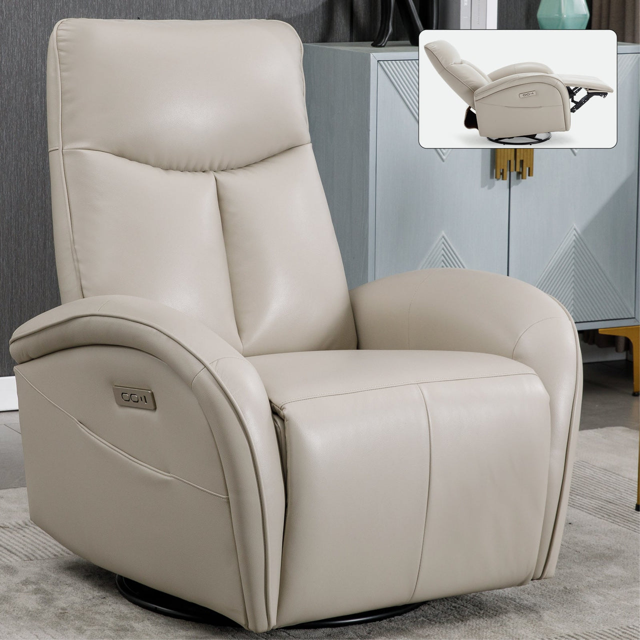 JORVEXIS 37" Swivel Rocking Recliner Chair