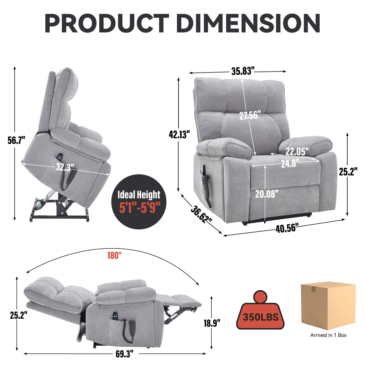 COZYLift 41" Recliner with Heat Massage - 0243