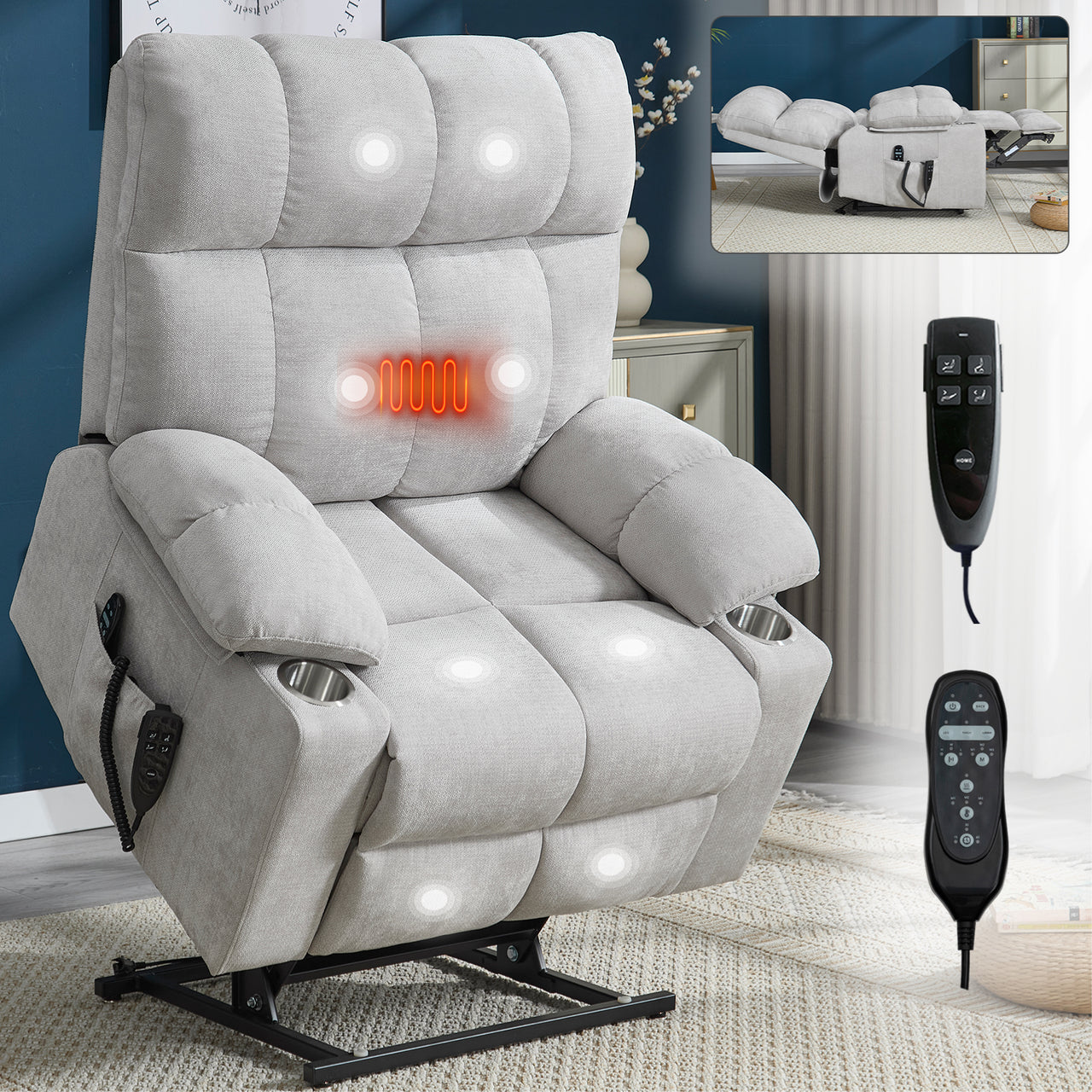 COZYLift 40" Recliner with Heat Massage - 8006