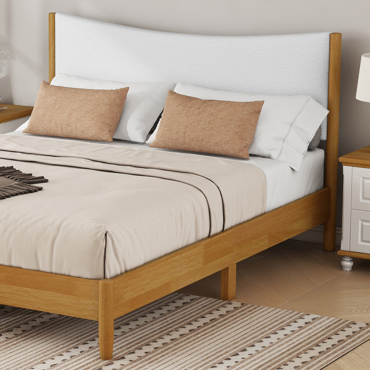 SOLSTICE Solid Wooden Bed - Teddy Velvet